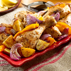 Greek Garlic-oregano Roasted Chicken Dinner