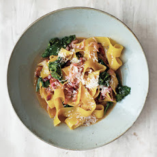 Potlikker Noodles with Mustard Greens