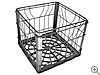 MILK CRATE, old style, is made of metal wire with a plastic bottom.