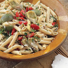 Cold Pasta Salad with Baby Artichokes (Pinninos kin Iscarzofa) Recipe