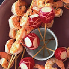 Butter-Poached Shrimp with Radish Flowers