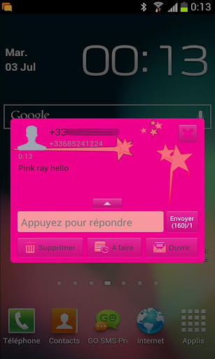 Go sms Pink girly star Theme