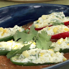 Grilled Stuffed Jalapeno Chiles with Grilled Red Pepper-Tomato Sauce