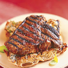 Chipotle-Rubbed Steaks with Gorgonzola Toasts