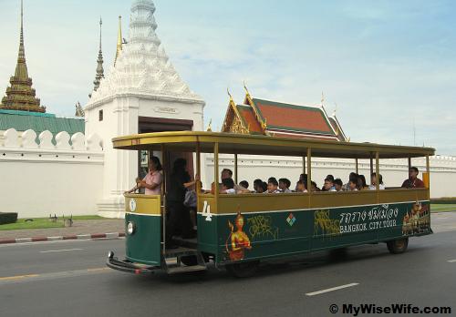 Tram spotted - behind are the buildings in Grand Palace Tram spotted - behind are the buildings in Grand Palace