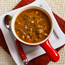 Chickpea (Garbanzo Bean) Soup Recipe with Spinach, Tomatoes, and Basil