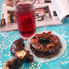 Spiced Doughnuts With Dark Chocolate Glaze & Candied Bacon