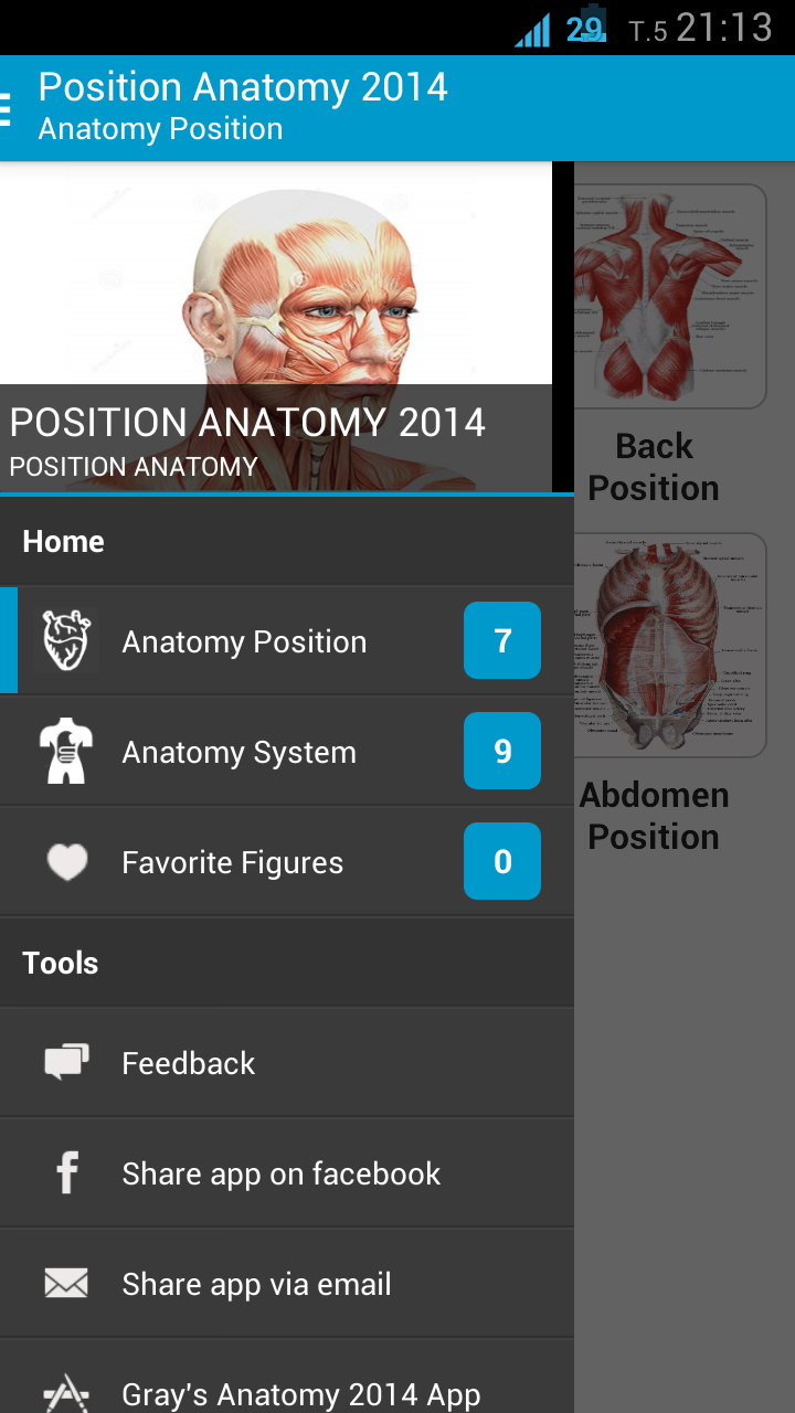 Android application Human Anatomy Position screenshort