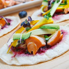 Salmon Bulgogi Tacos with Blueberry Habanero Salsa