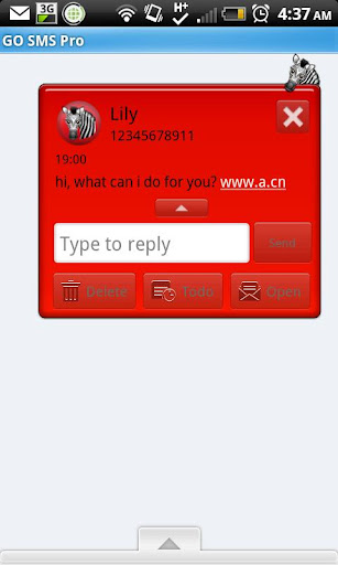 【免費個人化App】GO SMS - Red Zebra 3D-APP點子