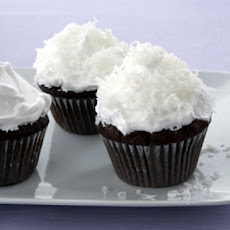 Chocolate-Almond Cupcakes with Fluffy Coconut Frosting