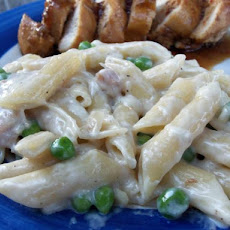 Quick Four Cheese Pasta With Bacon and Peas