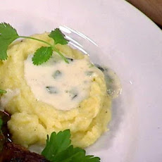 Mashed Potatoes with Green Chile Queso Sauce