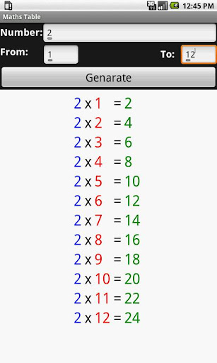 Maths Table