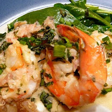 Shrimp with Shallot-Tarragon Sauce on Wilted Spinach