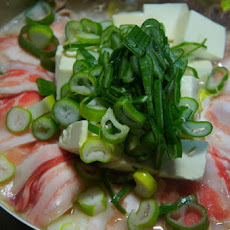 Chicken stock soy milk soup with Noodles