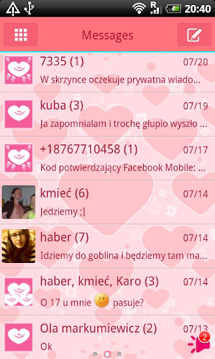 【免費個人化App】GO SMS Pro Pink Hearts Theme-APP點子