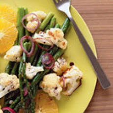 Roasted Veggie Salad with Goat Cheese Cakes