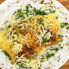 Apple Smoked Bacon, White Cheddar and Potato Omelet