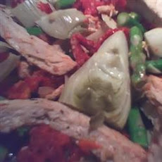 Chicken Penne with Asparagus, Sun-dried Tomatoes, and Artichoke Hearts