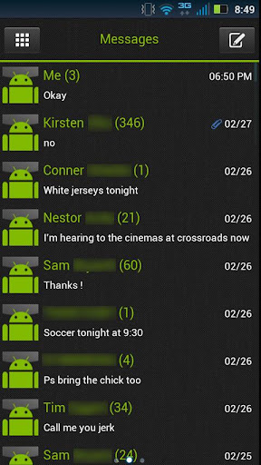 GO SMS Clean Green Theme