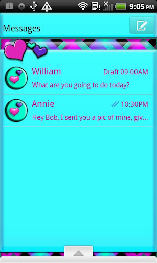 GO SMS THEME NeonHearts4U