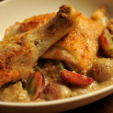 Roast Chicken with Mustard and Grapes