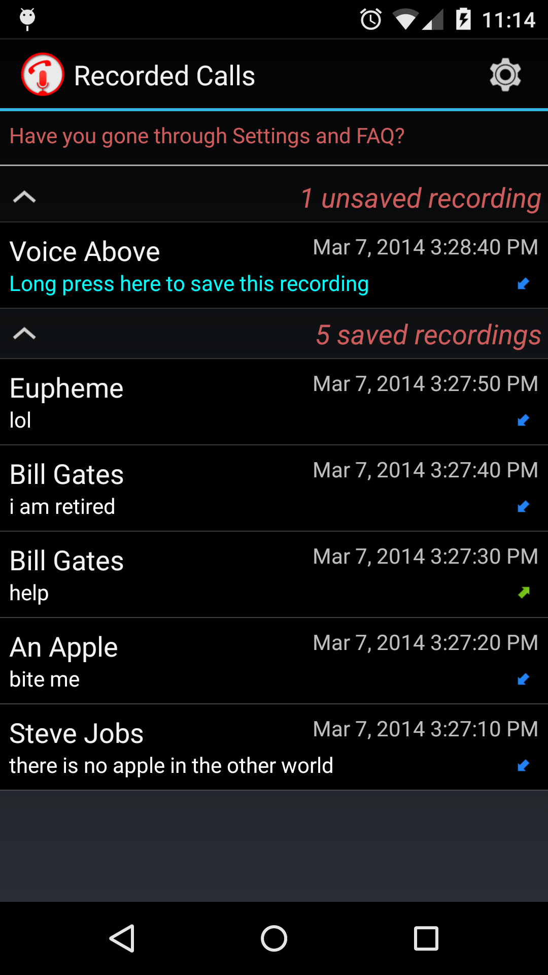 Android application Calls Recall Pro screenshort