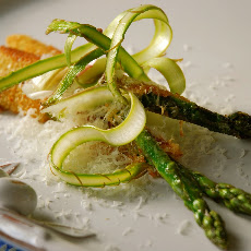 Pan Fried Asparagus with Parmesan, and Asparagus Ribbons