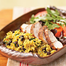 Jerk-Seasoned Turkey with Black Beans and Yellow Rice
