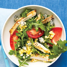 Arugula Salad with Grilled Chicken, Corn, Tomatoes, and Blue Cheese