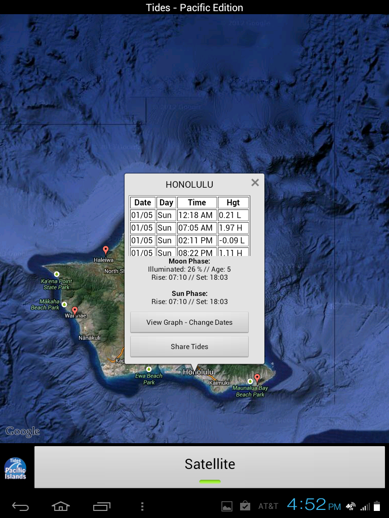 Android application Hawaii Tides and Satellite Map screenshort