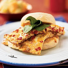 Smoked Mozzarella, Spinach, and Pepper Omelet Sandwiches