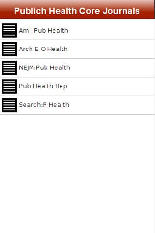 Public Health Core Journals