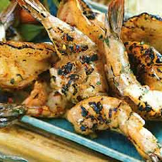 Grilled Shrimp with Roasted Garlic-Herb Sauce