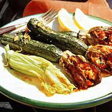 Zucchini Blossoms Stuffed with Tomatoes and Parmesan