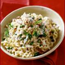 Chilled Pasta Salad with Chicken, Pears, Blue Cheese, and Basil