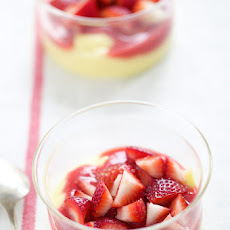 Verrines of strawberry and vanilla-flavored custard