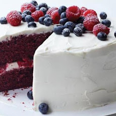 Red Velvet Cake with Raspberries and Blueberries