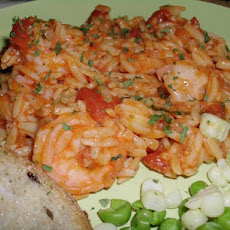 Shrimp and Orzo With Cherry Tomatoes and Parmesan Cheese