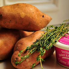 Mashed Sweet Potatoes with Crème Fraîche and Herbs