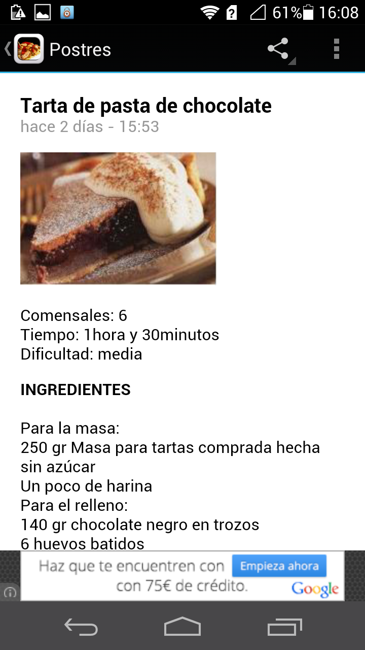 Android application Recetas de cocina screenshort