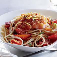 Spaghettini with Shrimp, Tomatoes and Chile Crumbs