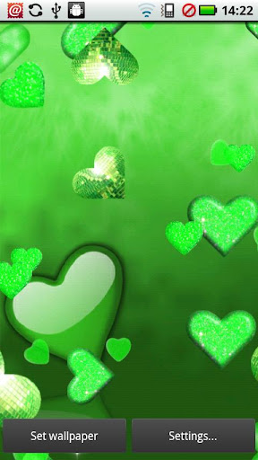 Green Sparkle Hearts Live