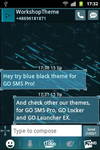 GO SMS Theme Black Blue