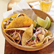 Grilled Fish Tacos with Pickled Onions and Salsa Roja
