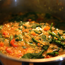 Red Lentil, Tomato and Spinach Soup