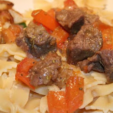 Rosemary Beef and Tomato over Noodles