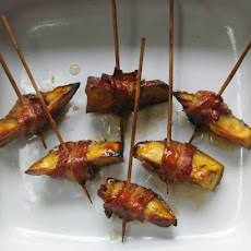Spice Crusted Bacon Wrapped Maple Roasted Sweet Potato Wedges