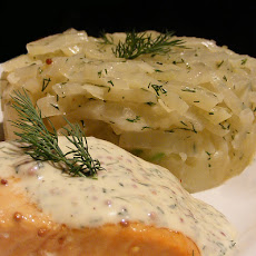 Saucy Salmon, Fennel and Potato Gratin Dauphinoise